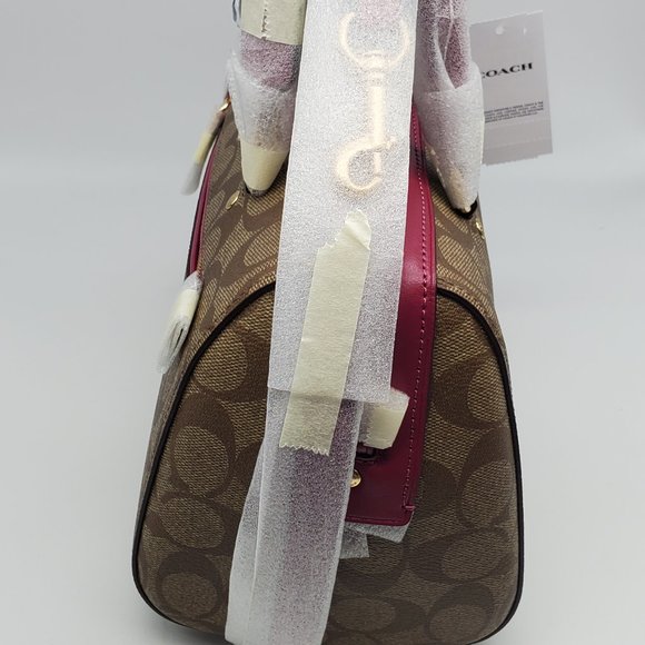 Coach Rowan Satchel 83607 Khaki Bright Violet - Picture 3 of 7